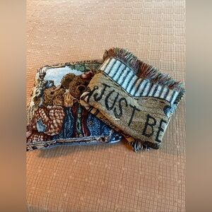 Boyds Bears Tapestry Throw Blanket Vintage Just Between Us W/ Matching Pillow